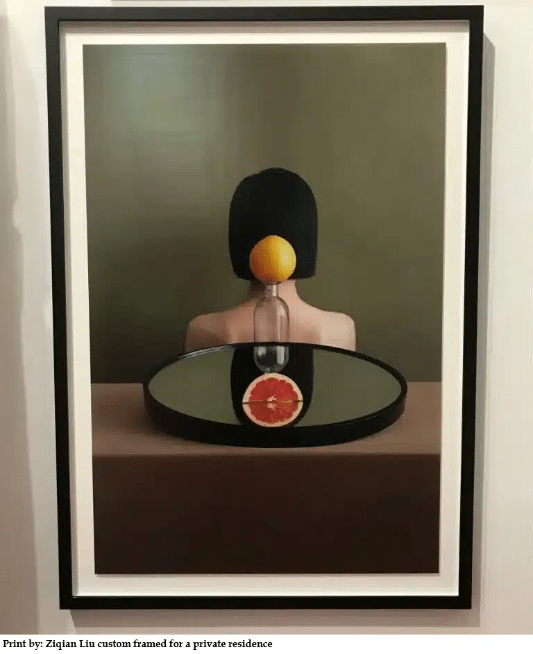 Image-features-a-print-by-Ziqian-Liu-custom-framed-for-a-private-residence